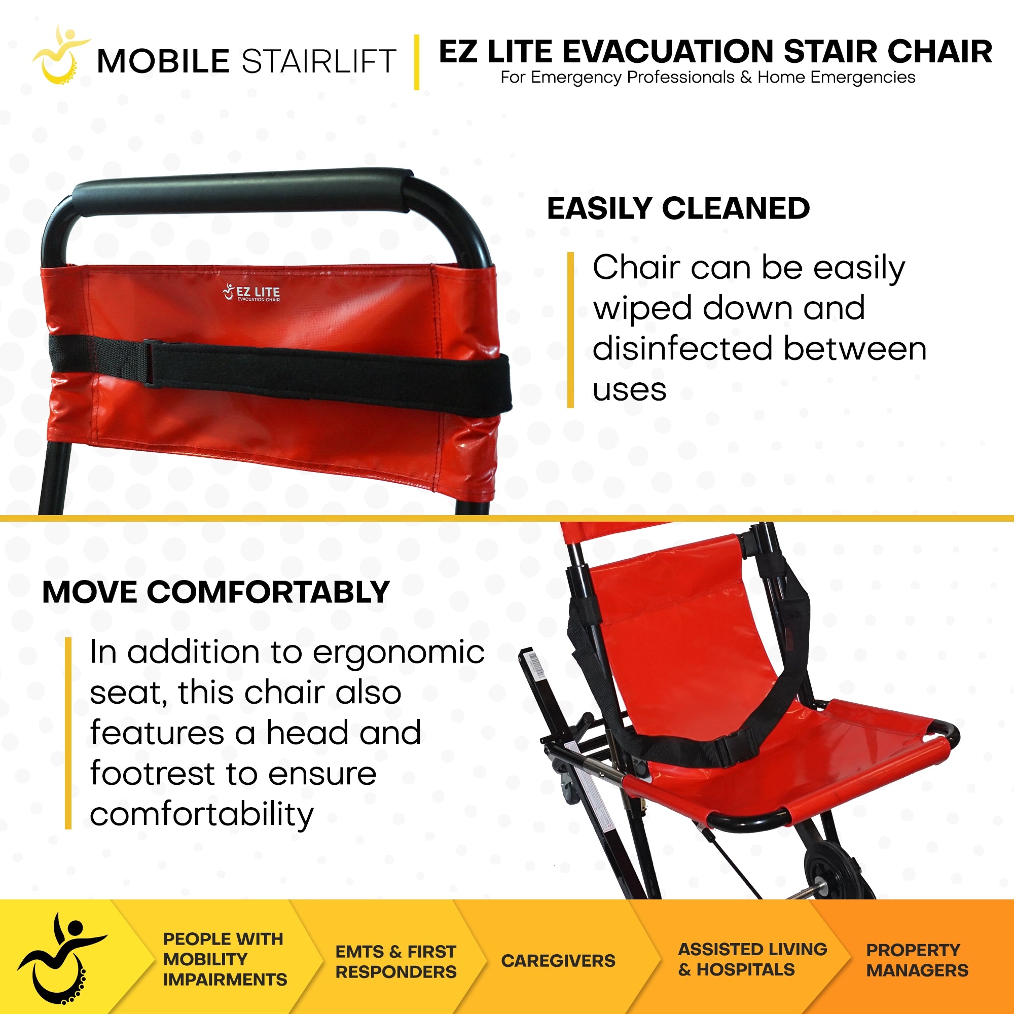 EZ LITE Evacuation Chair | Safe & Efficient & Mobile Stairlift